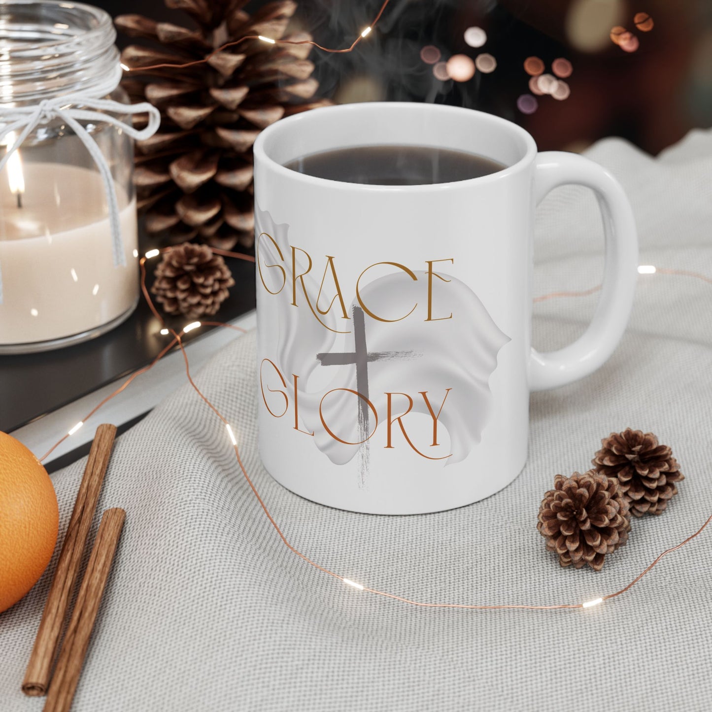 Grace + Glory Ceramic Mug - Signature Collection, Inspirational Coffee Cup, Faith-Based Drinkware