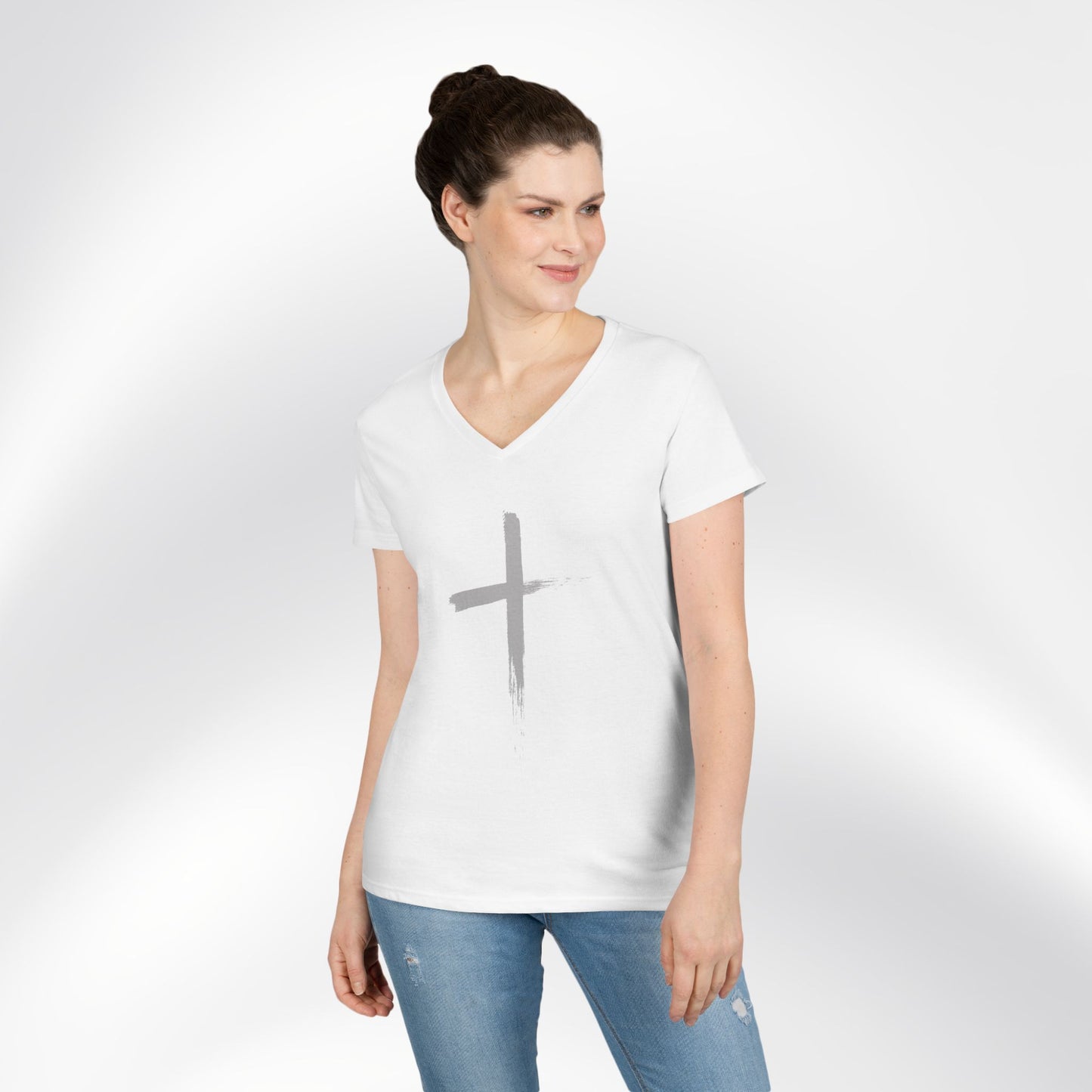 Grace + Glory Ladies' V-Neck T-Shirt - Signature Collection, Faith-Inspired Apparel
