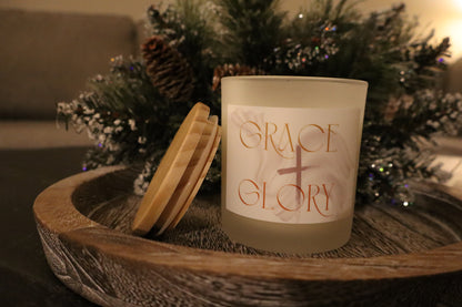 Grace + Glory Frosted Glass Candle, 11oz - Signature Collection